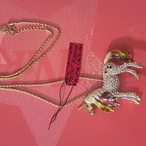 Crystal Rainbow Unicorn Necklace/Brooch